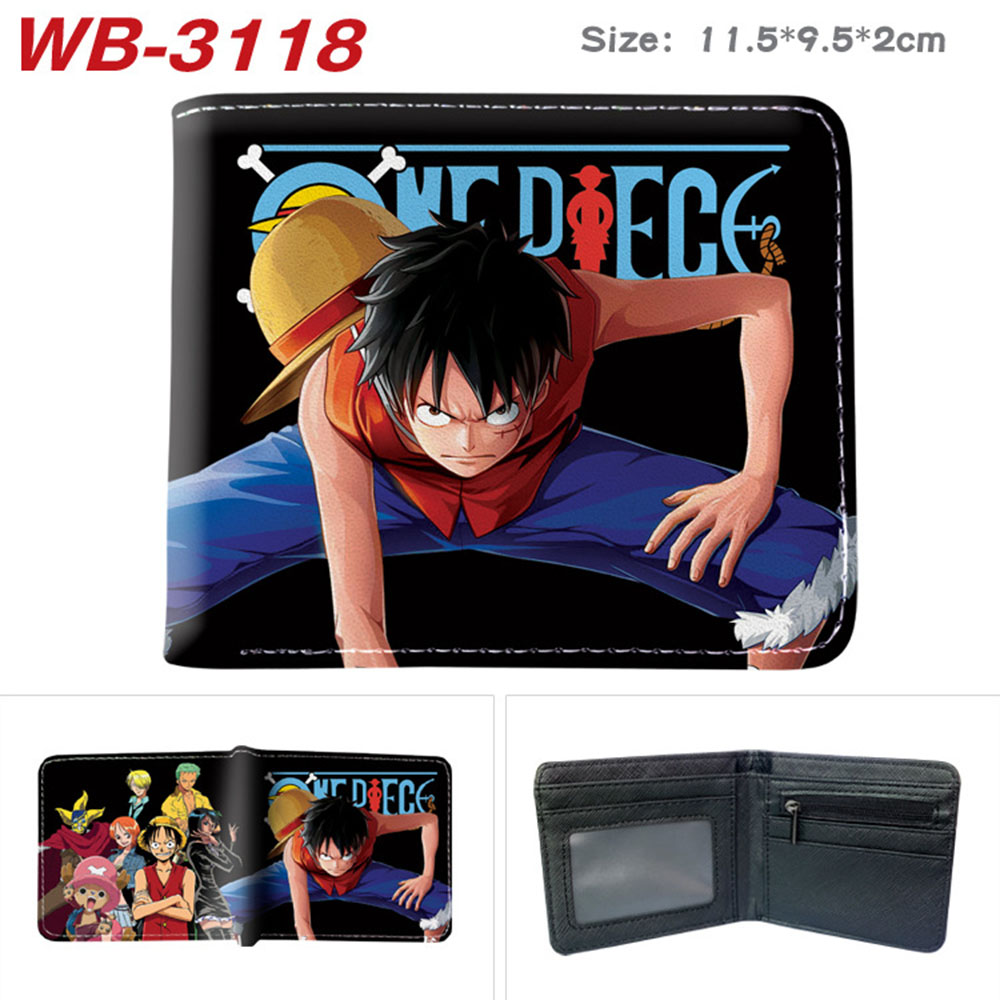 Model Kit One Piece Bandai - 子供のためのアニメのワンピース折りたたみ式財布,ルフィ,ゾロ,カードバッグ,漫画のpu,小銭入れ,誕生日プレゼント,ファッション