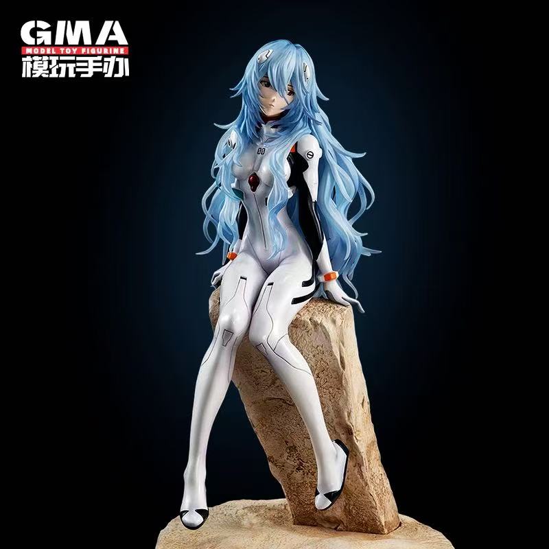 Model Kit Aoshima - 新世紀サウンド ロングヘア 綾波レイ 座像 フィギュア アスカ