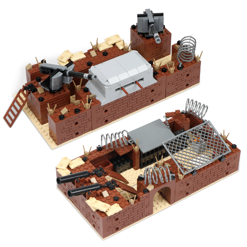 Model Kit Gunpla - ホット WW2 軍事トレンチバンカー防衛基地バンカーモデル構築キットミニ陸軍武器用品銃レンガセットおもちゃギフト