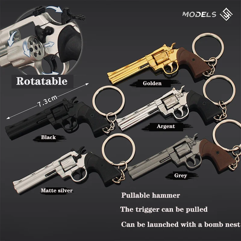 Model Kit Revolver - 7 センチメートル取り外し可能なコルト 357 リボルバー金属銃キーホルダーモデル軍事テーマキーホルダー車のキーホルダーファッショナブルな男性アクセサリー