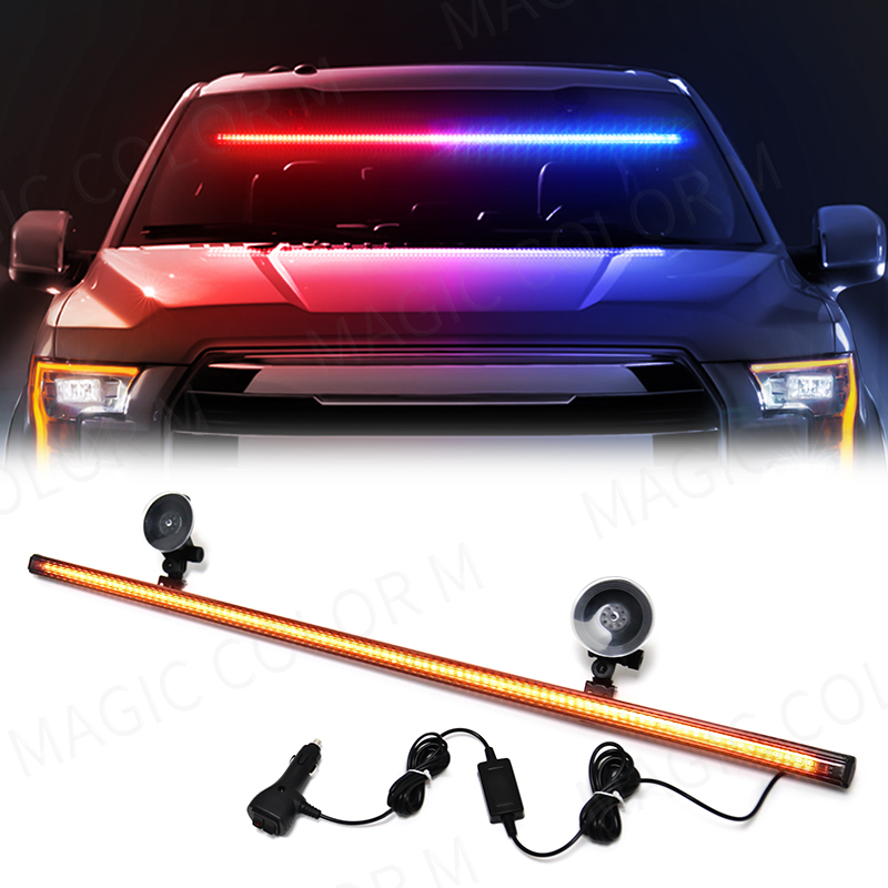 Model Kit Led - 96個の3030 LEDビーズ搭載 フロントガラス用車載ストロボランプバー 交通信号点滅ランプ 自動車ルーフトップ警告灯 12V防水
