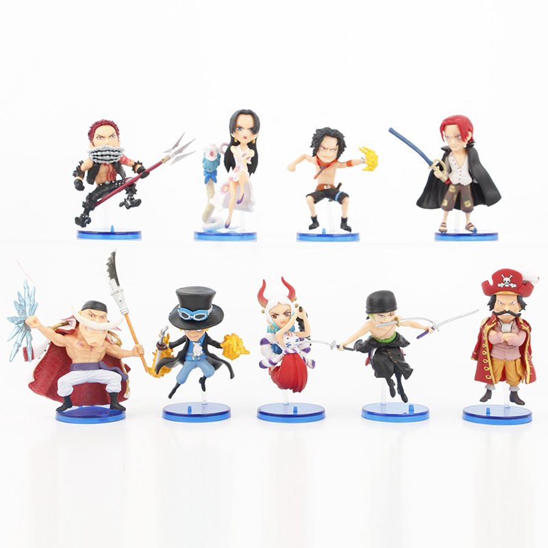 Model Kit Yamato - PVCモデルのおもちゃ,ワンピース,ヤナート,edward,newgate,Charte,カタクリ,boa,anコック,shank,zoro,sanji,luffy flasses,7cm, 9ピース/セット