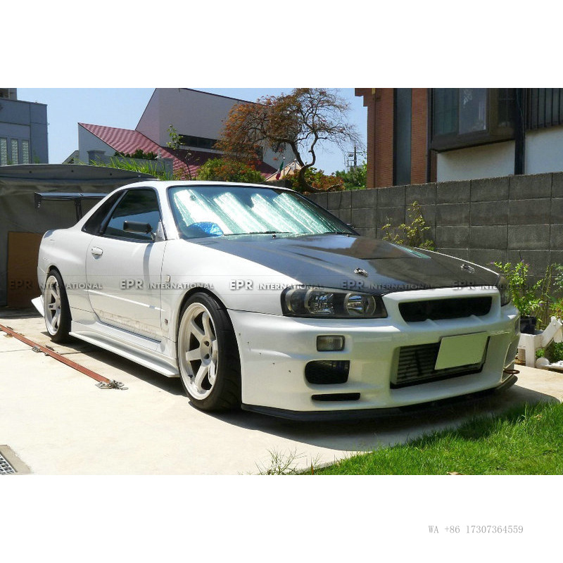 Model Kit Nissan Skyline - 日産GTRスカイラインR34カーボンファイバー製小型ボディキット改造、HSMモデルサイドスカート、サイドスプリッター、サイドボディキットに適しています。