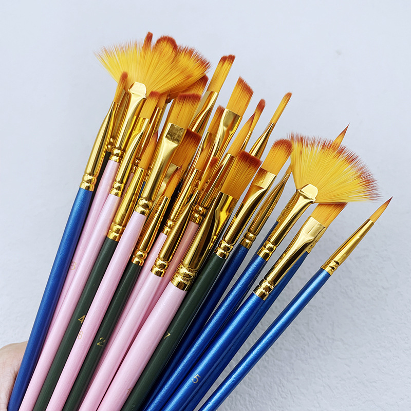 Model Kit Acrylic Paint - 10 ピース/セットナイロン毛木製ハンドル水彩ペイントブラシペンセット DIY オイルアクリル絵画アートペイントブラシ初心者ブラシ
