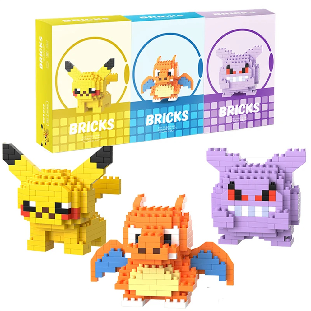 Model Kit Toy - ポケモンマイクロビルディングブロックピカチュウドラゴナイトゲンガーミニレンガモデルキットDIYおもちゃギフト子供向け