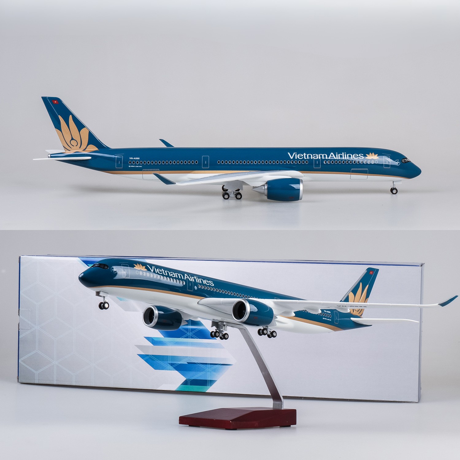 Model Kit Planes - 47cm大型おもちゃ飛行機 ベトナムA350 ダイキャスト樹脂製飛行機模型キット スタンド付き 航空愛好家へのギフトまたはコレクションに