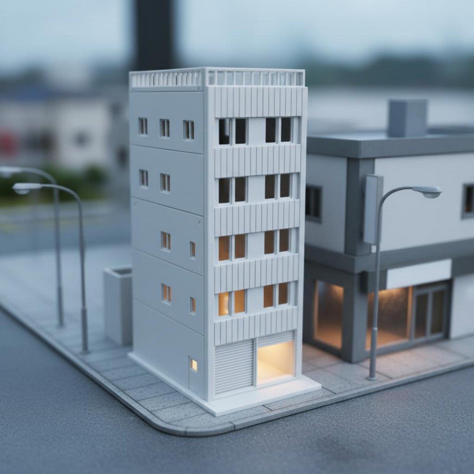 Model Kit Toy - 建築プロジェクトや街並みジオラマ用の組み立て式ミニチュア和風住宅模型キット