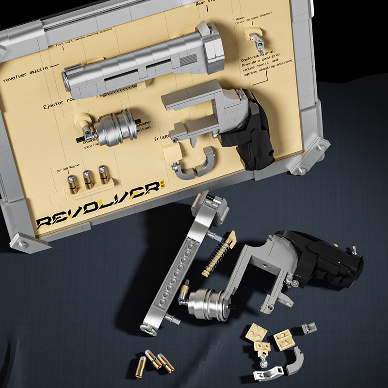 Model Kit Revolver - 559ピースのリボルバーモデルキット、MOCビルディングブリックガン、家の装飾用、DIY、大人やコレクターへの理想的なギフト。