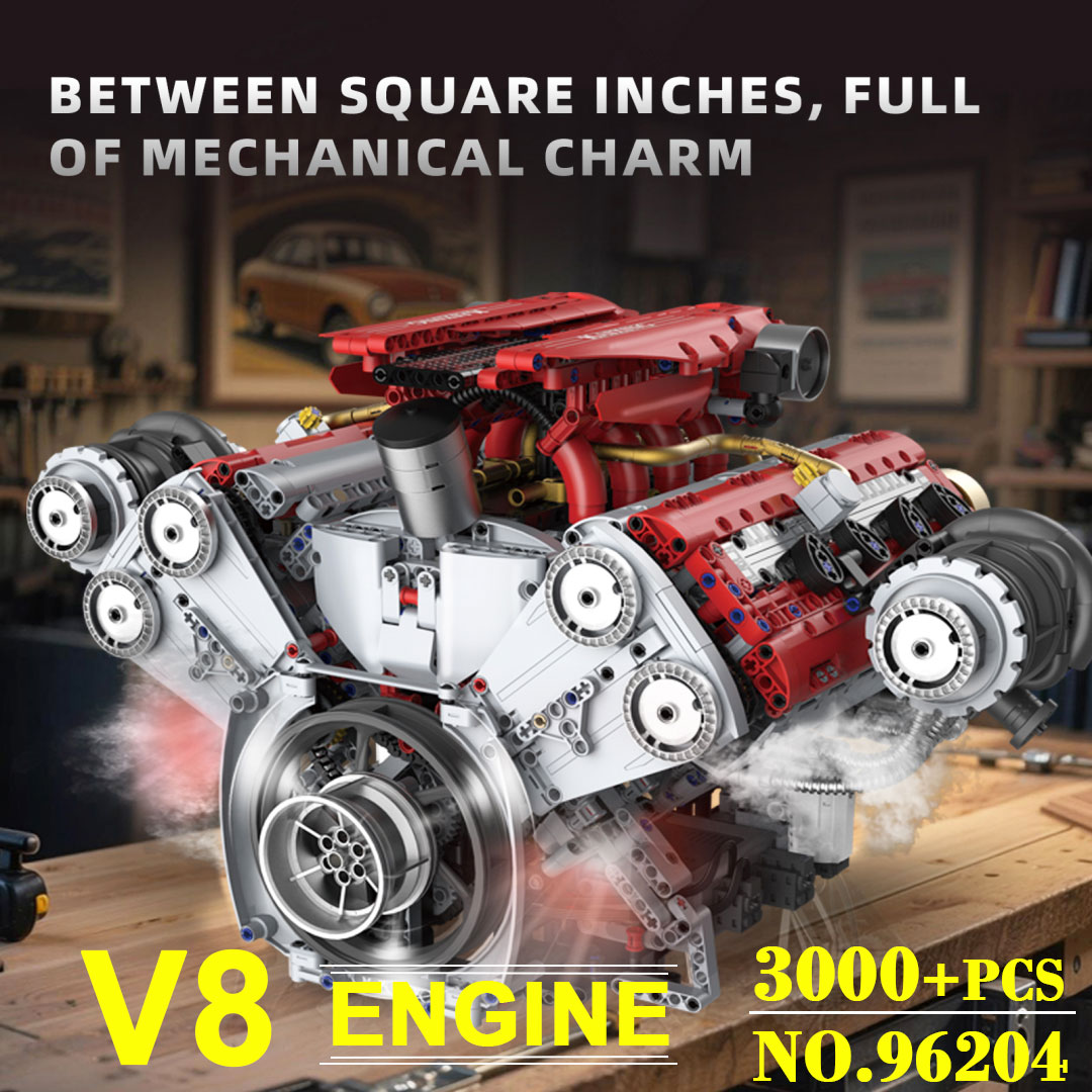 電動V8エンジン 3201ピース 組み立てブロックキット D - Model Kit V8 Engine のレビューと価格