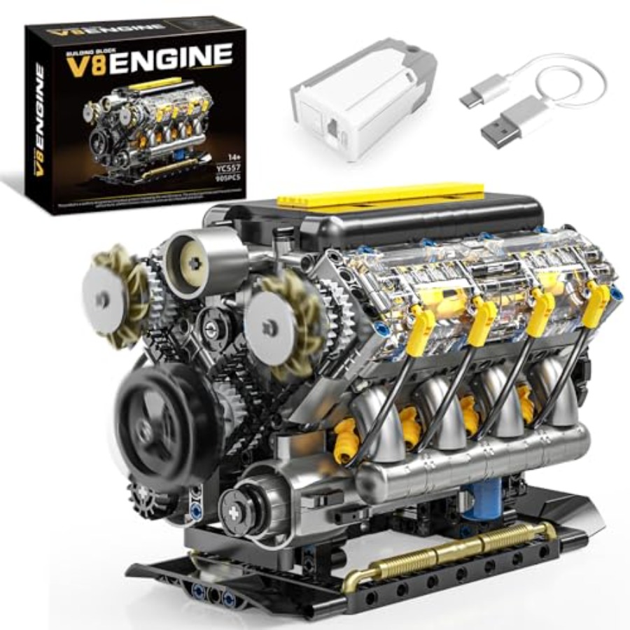 走行可能なV8エンジンモデルキット、大人向けの可視化ミニカー - Model Kit V8 Engine のレビューと価格