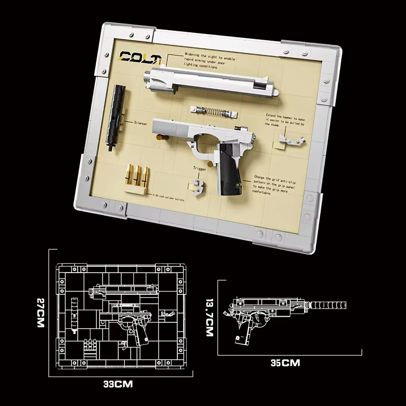 機械式リボルバーモデル組み立てブロックMOC：コルト＆ウエス - Model Kit Revolver のレビューと価格