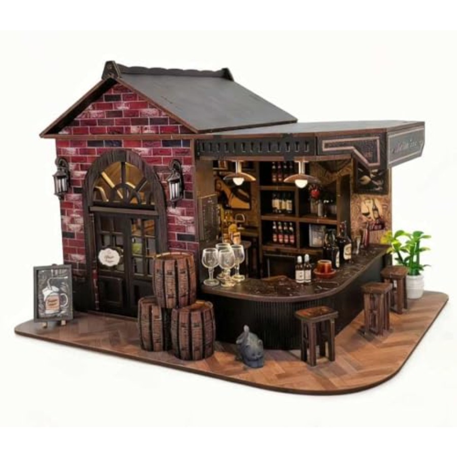 ブックヌックキット、3D木製ミニチュア居酒屋とパブドールハウ - Model Kit Led のレビューと価格