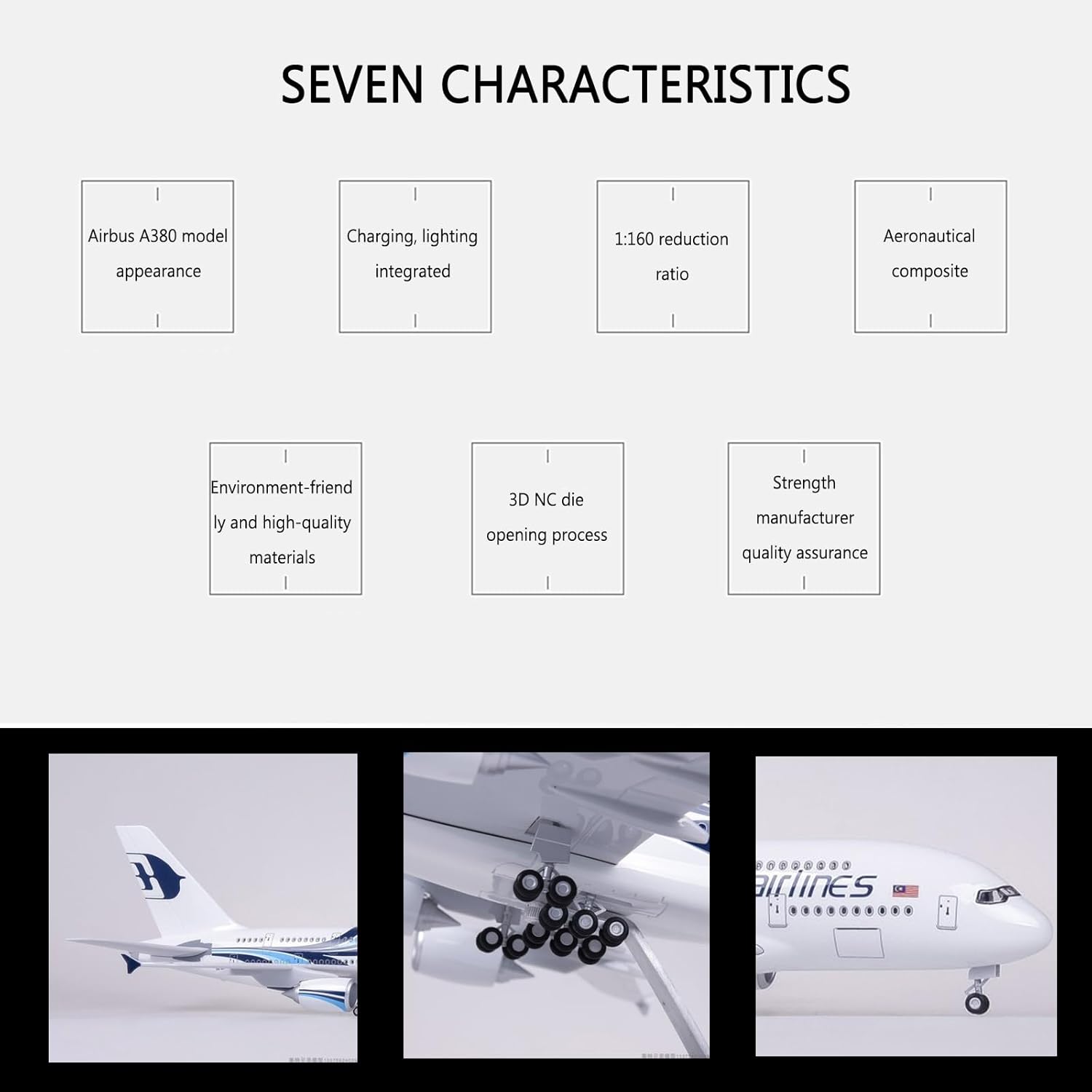 1:160 スケールマレーシア航空 A380 金属飛行機モデ - Model Kit Planes のレビューと価格
