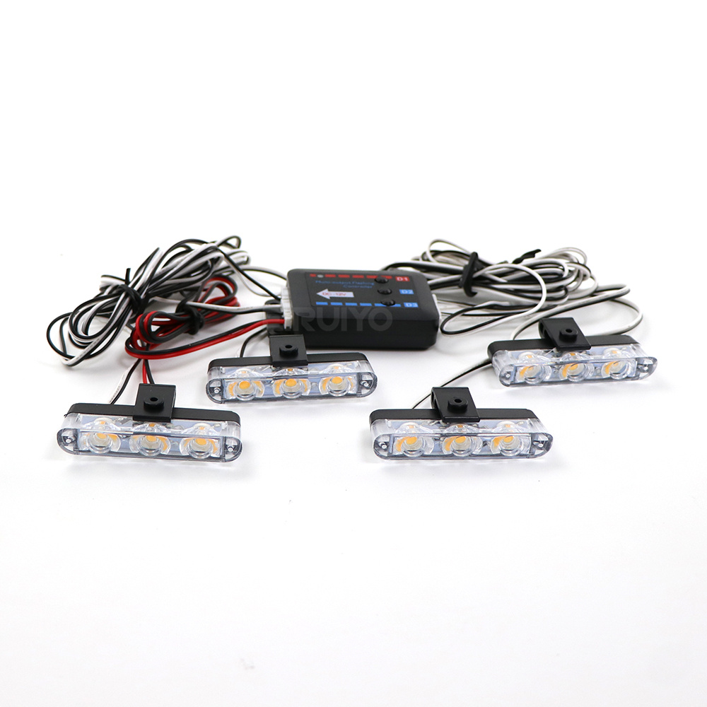 4x 3 LED グリル車用 LED ストロボライト 赤青黄 - Model Kit Led のレビューと価格